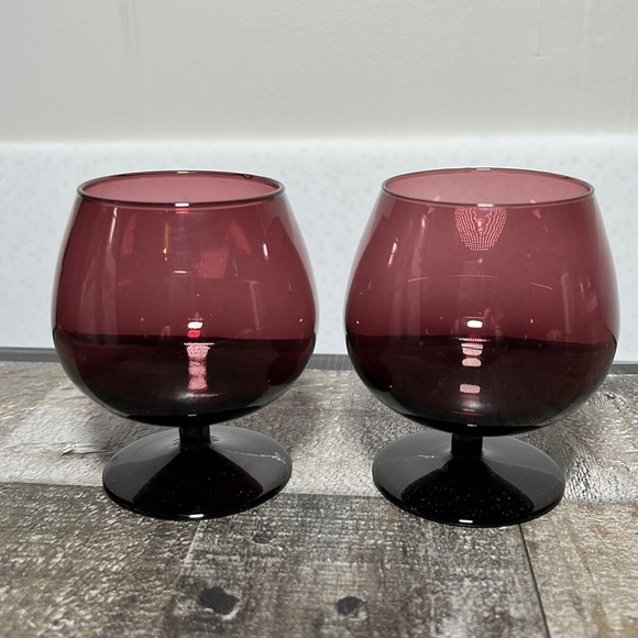 Other - Vintage Burgundy Colored Brandy Glasses